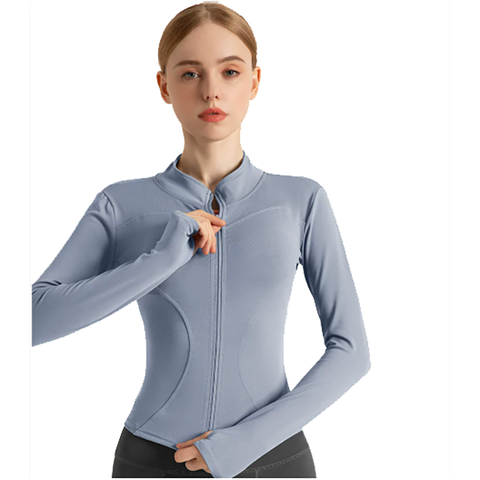 Xl Blue High Stretch Slim Fit Yoga Jacket Full Zip Workout Sports For Women Coats Jackets & Vests