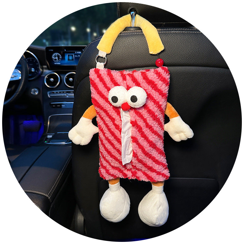 Elosung 2 Pcs Red Cute Plush Tissue Box Holder With Fun Character Design For Car And Home Tissue Box Covers