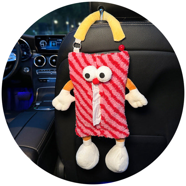 Elosung 2 Pcs Red Cute Plush Tissue Box Holder With Fun Character Design For Car And Home Tissue Box Covers