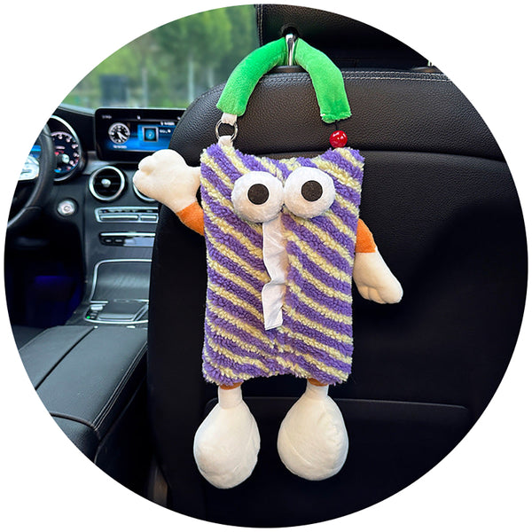 Elosung 2 Pcs Purple Cute Plush Tissue Box Holder With Fun Character Design For Car And Home Tissue Box Covers