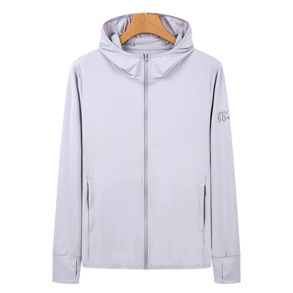 Grey Long Sleeve Uv Protection Summer Breathable Knitted Ice Silk Outdoor Sun Clothing Unisex Thin Sunscreen Shirt Hoodies & Sweatshirts