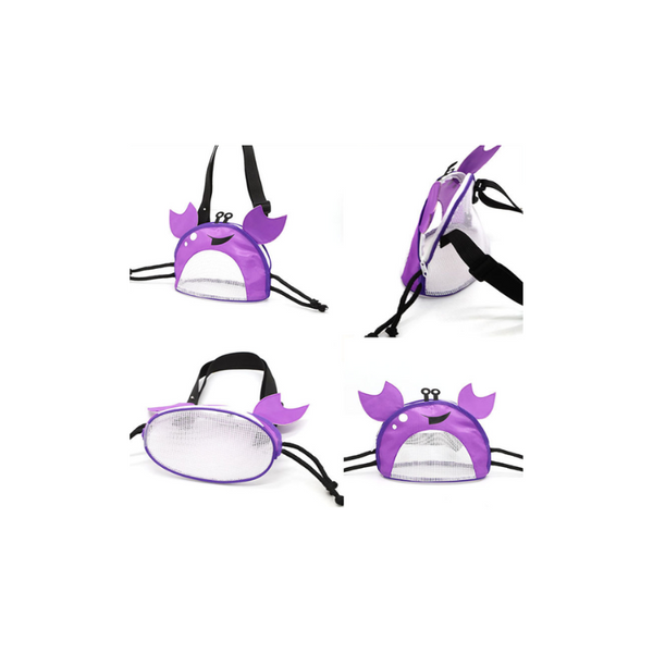 3 Pcs Red Cute Crab Mesh Beach Bag For Kids Shell Collecting Sand Toy Backpacks & Bags