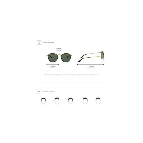 Elosung Gold Frame Ink Green Round Classic Retro Unisex For Driving & Everyday Wear Sunglasses