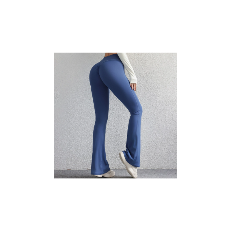 Blue High Waist Flare Yoga Womens Bootcut Leggings Peach Lif Quick Dry Workout Size M Pants