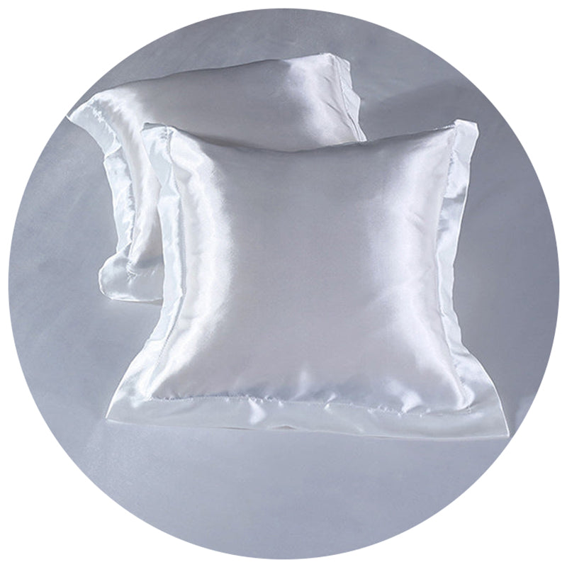 Elosung White Faux Silk Pillow Covers Cooling Ice Satin Cushion 45X45cm Cushion Covers