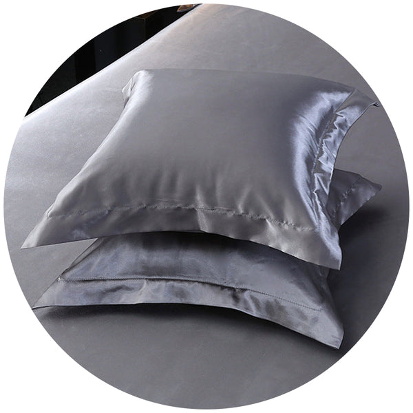 Elosung Silver Faux Silk Satin Pillow Covers Cooling 45X45cm Set Of 2 Cushion Covers