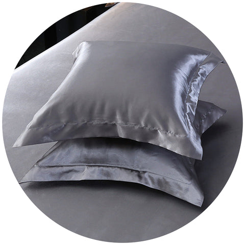 Elosung Silver Faux Silk Satin Pillow Covers Cooling 45X45cm Set Of 2 Cushion Covers