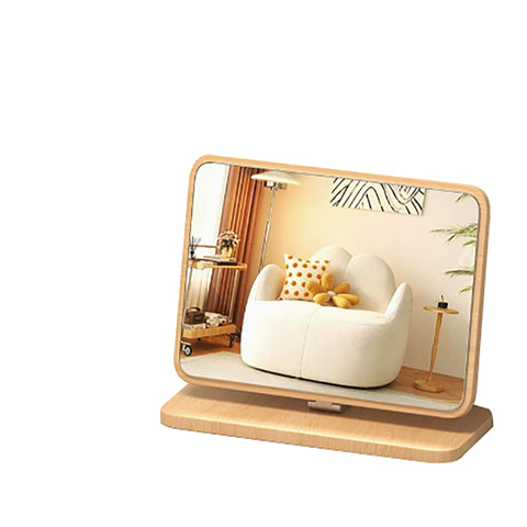 Horizontal Square Folding Tabletop Makeup Mirror Large Wooden Swivel Vanity For Desk Makeup Mirrors