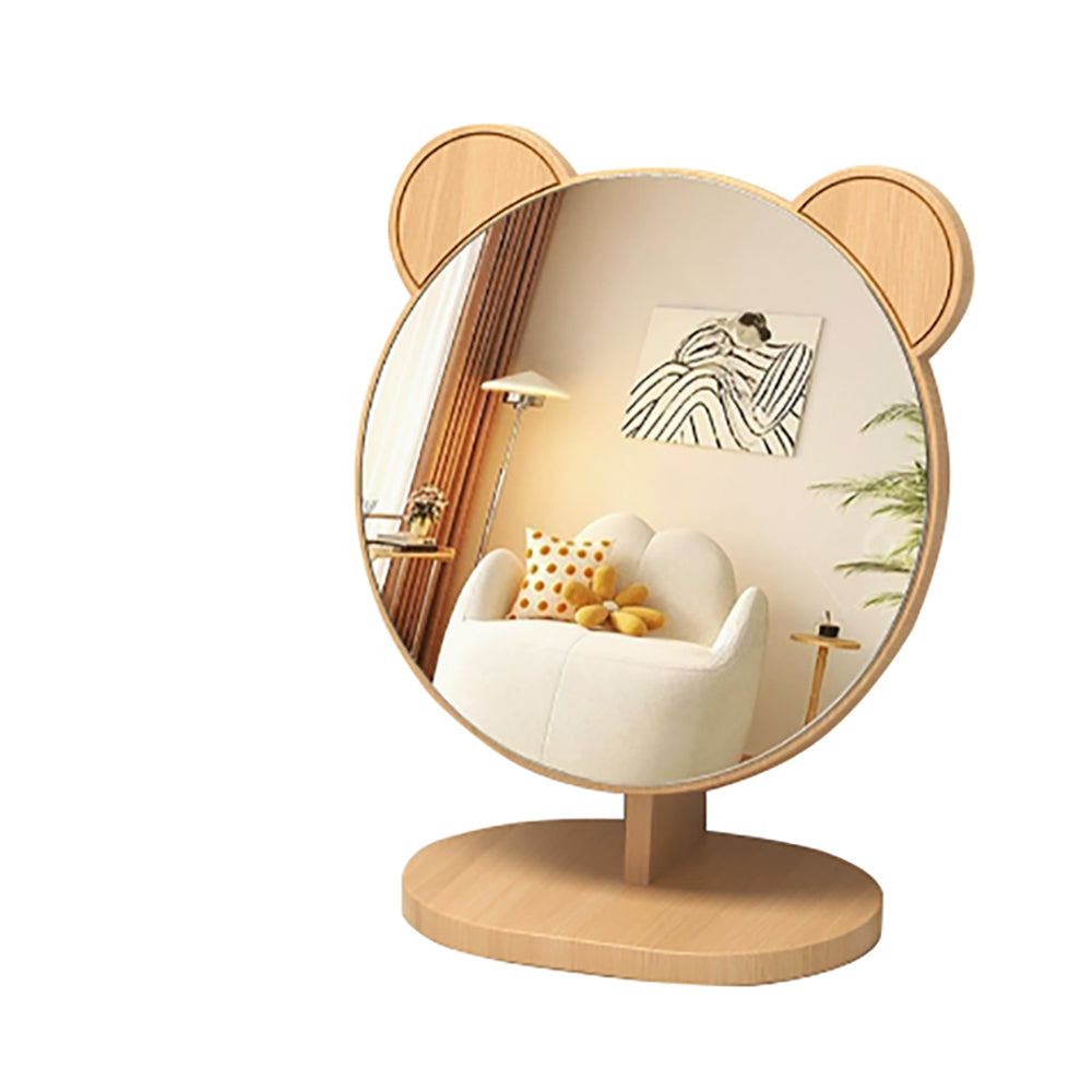Cartoon Bear Ear Glasses Tabletop Makeup Mirror Large Swivel Vanity For Desk Makeup Mirrors