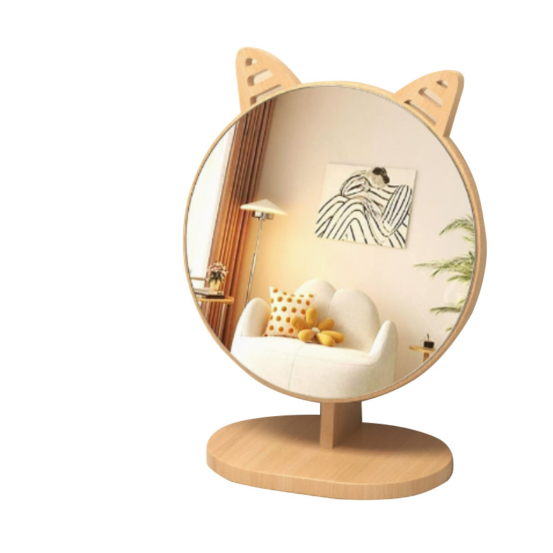 Cartoon Cat Ear Mirror Tabletop Makeup Large Swivel Vanity For Desk Makeup Mirrors