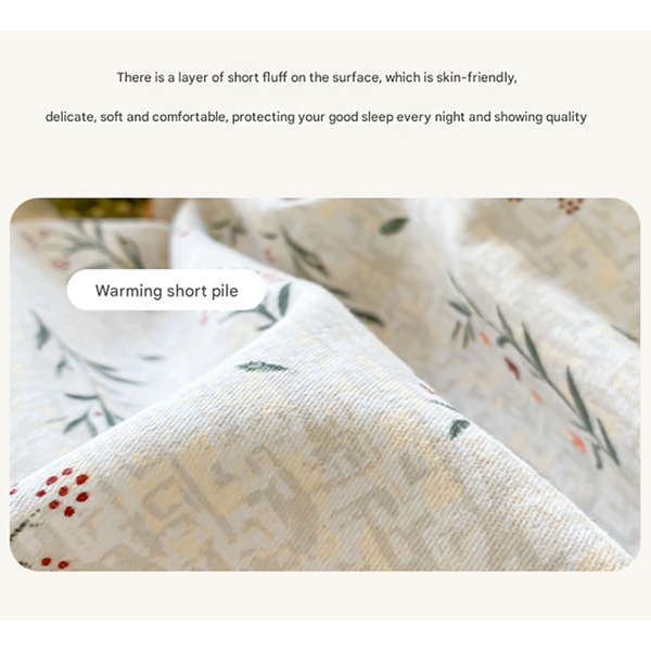 Elosung Sugar Bunny Girl Thick Brushed Cotton 4 Piece Bed Sheet 1.5M Fits 200X230cm Duvet Quilt Covers