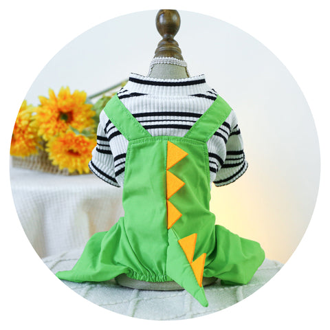 Xs Little Green Dragon Bib Pants Cute Four Legged Dog Clothes Spring/Summer Pet Outfit Soft & Breathable Dog Clothing & Shoes
