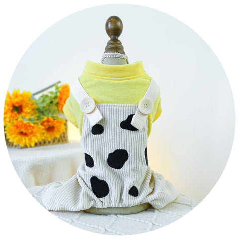 Xs Cow Bib Pants Cute Four Legged Dog Clothes Spring/Summer Pet Outfit Soft & Breathable Dog Clothing & Shoes