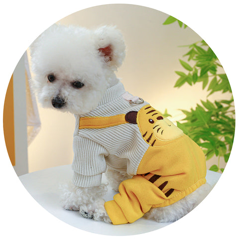 Xs Little Tiger Bib Pants Cute Four Legged Dog Clothes Spring/Summer Pet Outfit Soft & Breathable Dog Clothing & Shoes