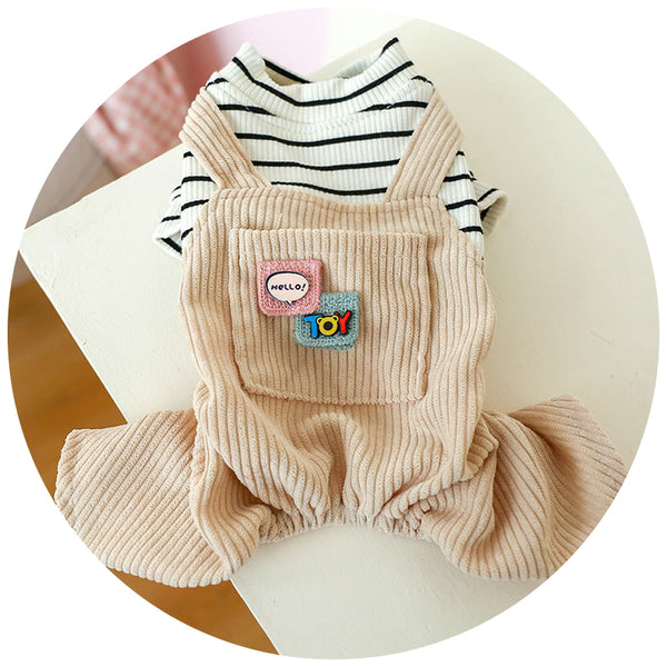 Xs Black And White Striped Pocket Bib Pants Cute Four Legged Dog Clothes Spring/Summer Pet Outfit Soft & Breathable Dog Clothing & Shoes