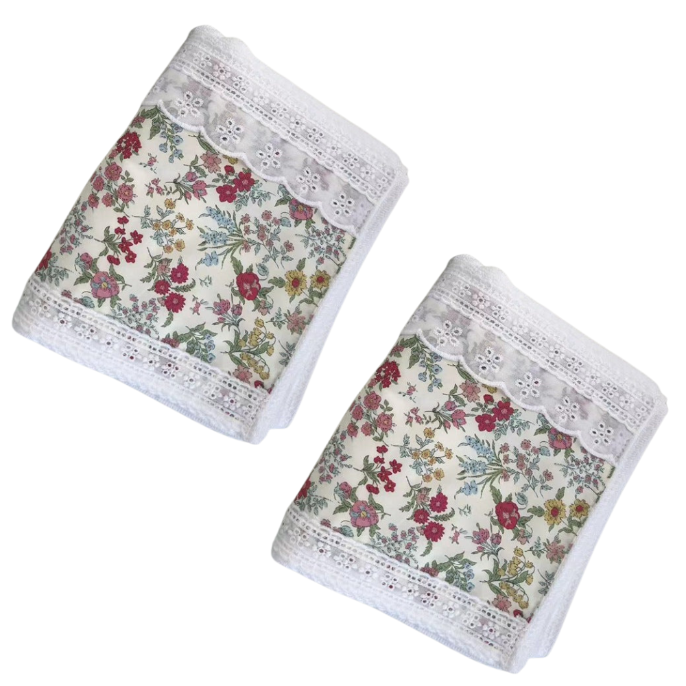 Elosung 2 Pcs Rosy Crush 100% Cotton Solid Color Thickened Adult Face Towel With Floral Soft Texture 35 X 75Cm Towels & Washcloths