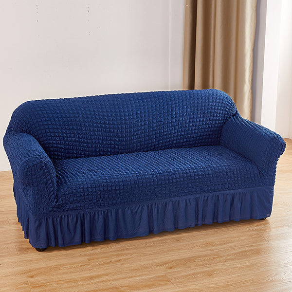 Dark Grey Three Person Sofa Bubble Gauze Cover With Skirt Full Elastic Dustproof Seater 190 230Cm Slipcovers