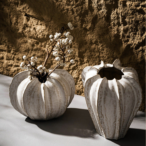 Elosung White Ceramic Vase Home Decor Minimalist Flower Arrangement Vases