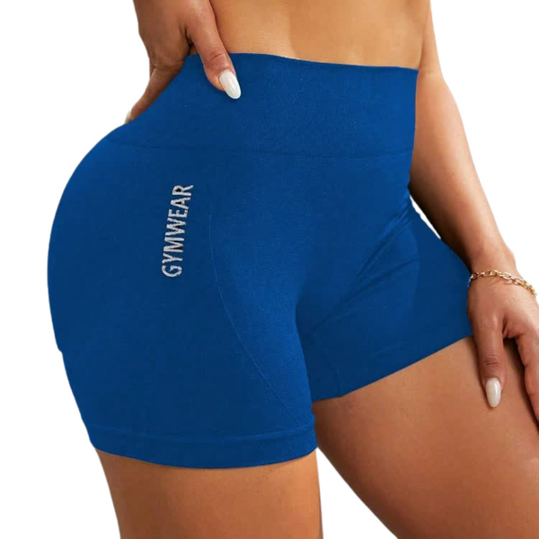 Elosung 1 Sets Of 2 Pcs High Waist Blue Yoga Shorts For Running Fitness And Sports Tummy Control Butt Lift Sweat Wicking Size Activewear Shorts