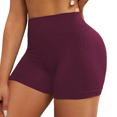 Elosung 2 Pcs High Waist Claret Yoga Shorts For Running Fitness And Sports | Tummy Control Butt Lift Sweat Wicking Size Activewear Shorts