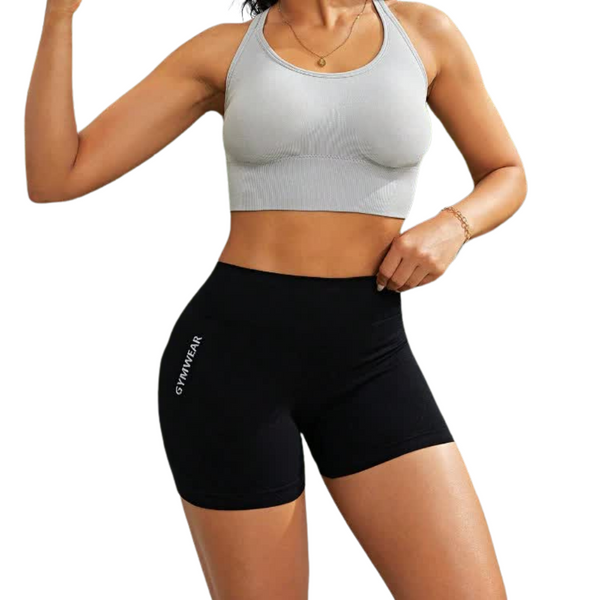 Elosung 1 Sets Of 2 Pcs High Waist Black Yoga Shorts For Running Fitness And Sports | Tummy Control Butt Lift Sweat Wicking Size M Activewear Shorts