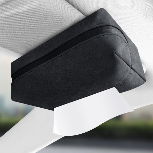 Elosung 2 Pcs Black Stylish Car Tissue Box For Seat Back Interior Pack Armrest Sun Visor 18.5X12.5X7cm Other Car Interior