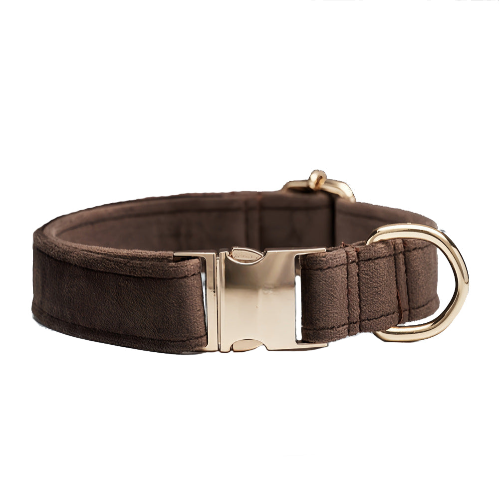 Dark Brown Durable Dog Collar With Metal Buckle Adjustable Nylon Pet For Small To Large Dogs Dog Collars