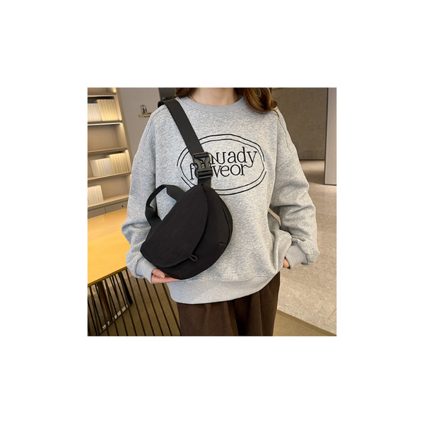 Black Trendy Crescent Crossbody Bag Unique Design Shoulder 29X6x17cm Women's Bags & Handbags