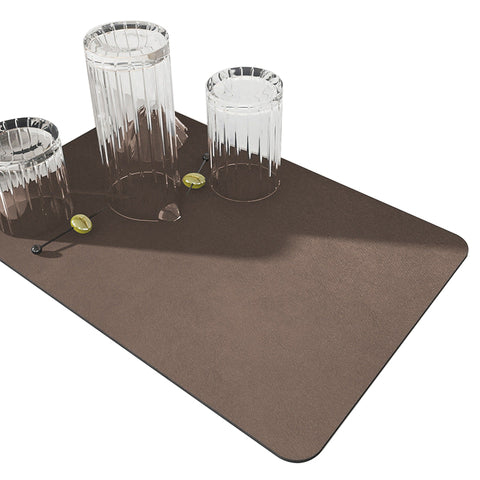 Brown Kitchen Drying Mat Super Absorbent Dish & Cup Drainer Pad 40X50cm Kitchen Bench Mats