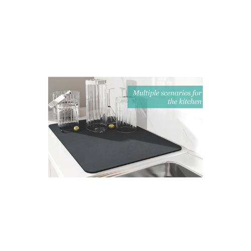 Elosung 2 Pcs Green Flowers Kitchen Drying Mat Super Absorbent Dish & Cup Drainer Pad 30X40cm Kitchen Bench Mats