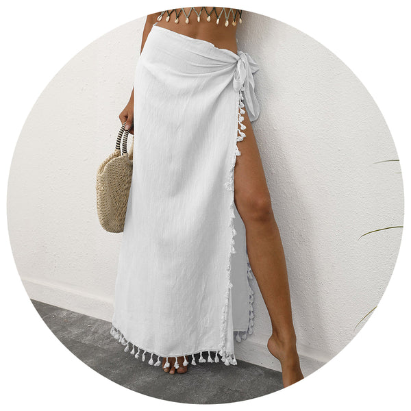 Lightweight Tassel Sarong  Beach Skirt Cover Up 104X86cm Skirts