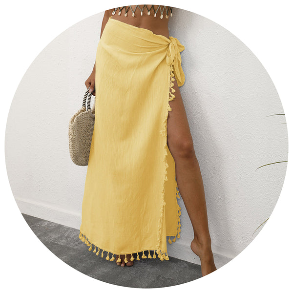 Lightweight Tassel Sarong  Beach Skirt Cover Up 104X86cm Skirts