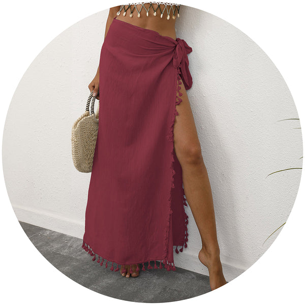 Lightweight Tassel Sarong  Beach Skirt Cover Up 104X86cm Skirts