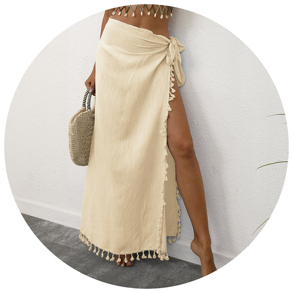 Lightweight Tassel Sarong  Beach Skirt Cover Up 104X86cm Skirts