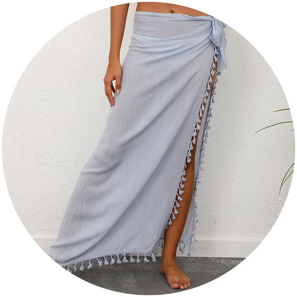 Lightweight Tassel Sarong  Beach Skirt Cover Up 104X86cm Skirts