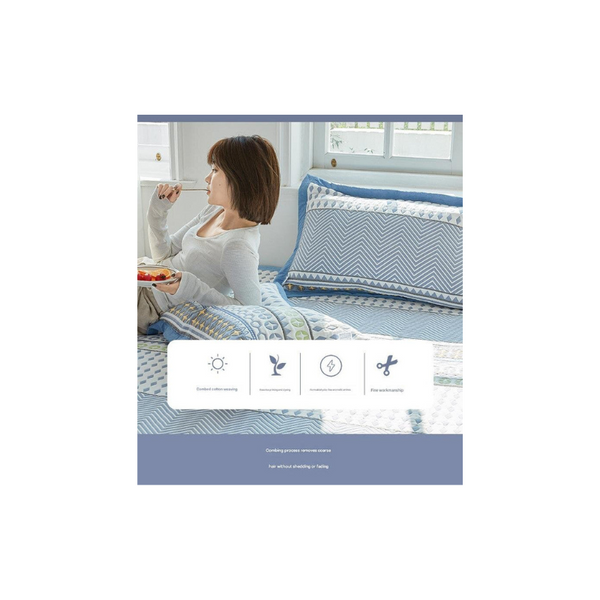 Elosung Blue Pattern Soft Cotton Gauze Pillowcase Set Breathable Non Slip Extra Large (Pillow Core Not Included)56X80cm Pillow Cases