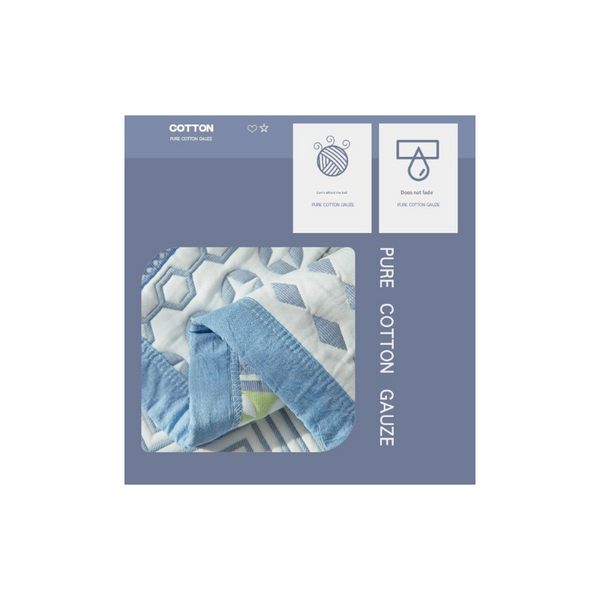 Elosung Blue Pattern Soft Cotton Gauze Pillowcase Set Breathable Non Slip Extra Large (Pillow Core Not Included)56X80cm Pillow Cases