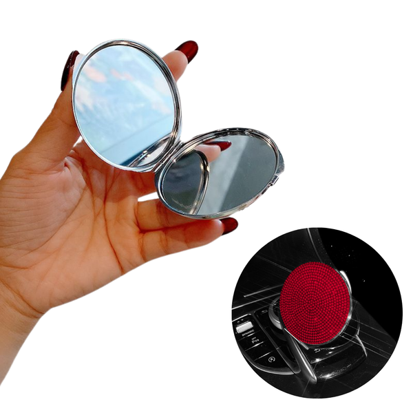 Elosung Red Sparkling Rhinestone Compact Mirrors (Each With Full Diamond Design) Makeup Mirrors