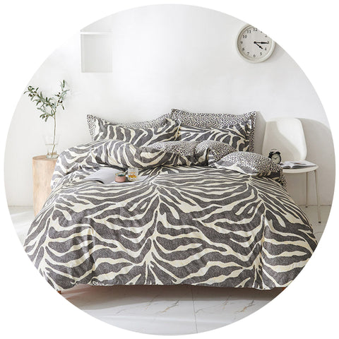 Leopard Duvet Cover 3 Piece Bedding Set With Corner Ties Quilt Covers