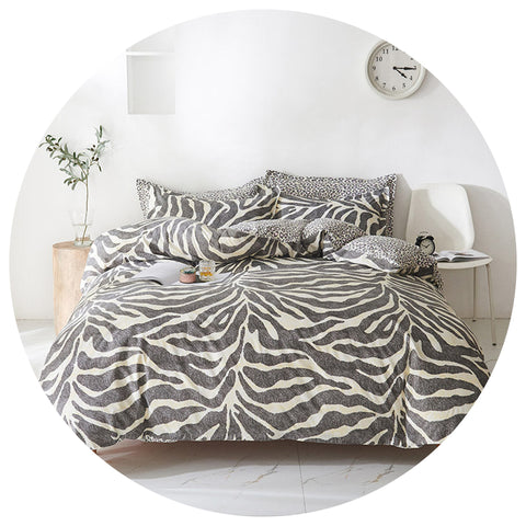 Elosung Leopard Duvet Cover Set 3 Piece Polyester With Corner Ties Quilt Covers