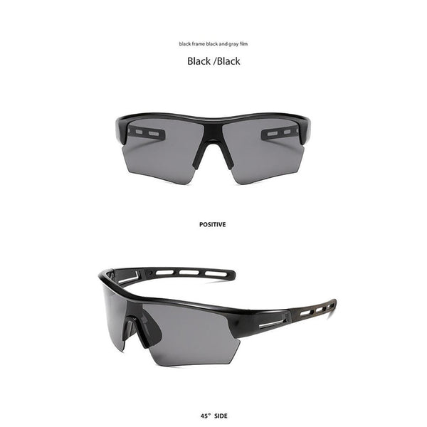 Elosung 2 Pcs Outdoor Sports Sunglasses Uv Protection Hd Lenses For Cycling Boating Fishing Black Frame Gray Film Sunglasses Goggles
