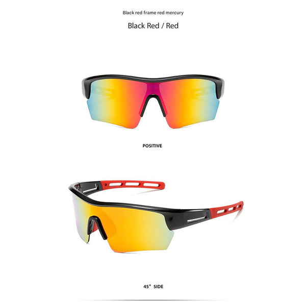 2 Pcs Outdoor Sports Sunglasses Uv Protection Hd Lenses For Cycling Boating Fishing Black Red Frame Mercury Sunglasses Goggles