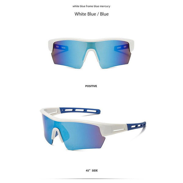Elosung 2 Pcs Outdoor Sports Sunglasses Uv Protection Hd Lenses For Cycling Boating Fishing White Blue Frame Mercury Sunglasses Goggles