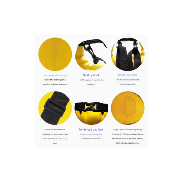 Elosung Black 10L Waterproof Dry Bag Pvc Mesh Rafting & Swimming Backpack Dry Bags