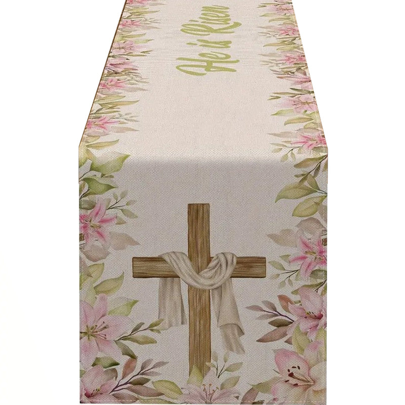 Elosung Easter Table Runner Linen Bunny Decoration 72 Inch Set Of Style 13 Table Runners