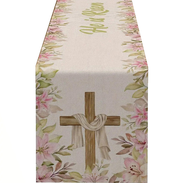 Elosung Easter Table Runner Linen Bunny Decoration 72 Inch Set Of Style 13 Table Runners