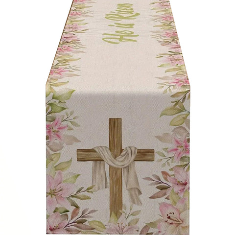 Elosung Easter Table Runner Linen Bunny Decoration 72 Inch Set Of Style 13 Table Runners