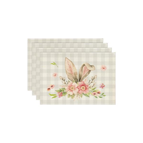 Elosung Easter Cotton Linen Set Of 4 Anti Stain Table Mats(Style 2) Placemats