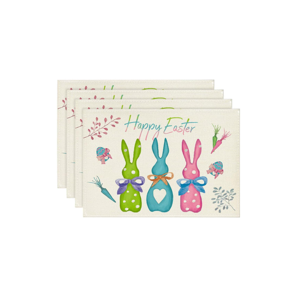Elosung Easter Cotton Linen Set Of 4 Anti Stain Table Mats Style 3 Placemats