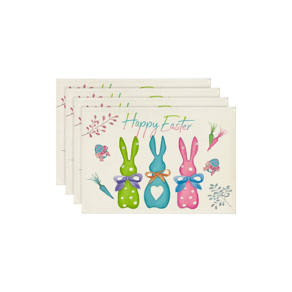 Elosung Easter Cotton Linen Set Of 4 Anti Stain Table Mats Style 3 Placemats